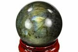 Flashy, Polished Labradorite Sphere - Great Color Play #105765-1